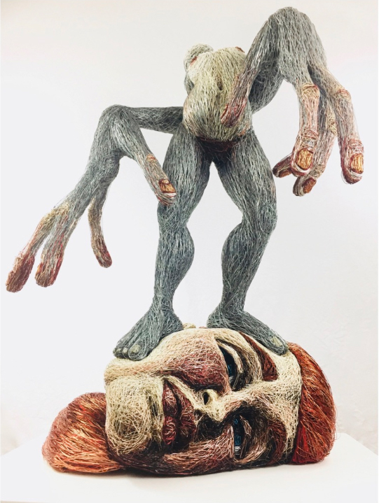 Headstand Stephanie Gartanutti anodized and enameled wire 45inx34inx35in