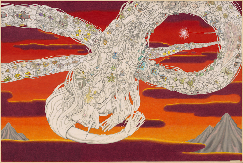 David Jien, "Maestros Movement (Hades)," 2019. Color pencil on paper, 26 x 30 inches. Courtesy of the artist and Richard Heller Gallery.