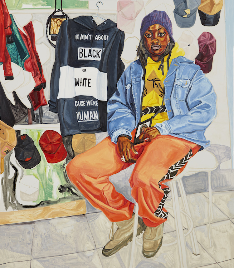 Fallou, 2018. Oil on canvas, 90 x 78 in (228.6 x 198.1 cm). The Dean Collection. Courtesy the artist and Casey Kaplan, New York