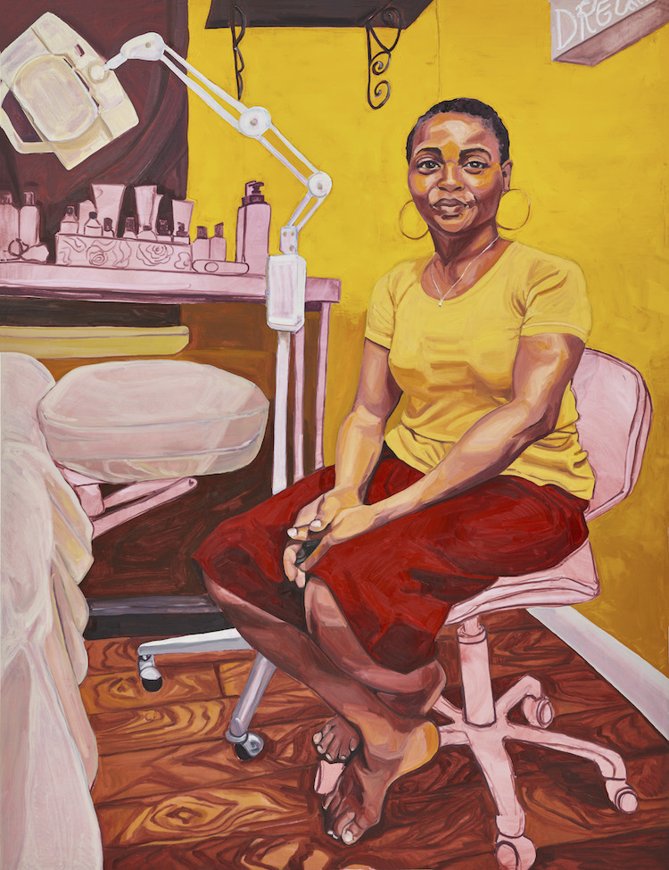 Shirley (Spa Boutique2Go), 2018. Oil on canvas, 78 x 60 in (198.1 x 152.4 cm). The Alfond Collection of Contemporary Art, Cornell Fine Arts Museum, Rollins College. Courtesy the artist and Casey Kaplan, New York