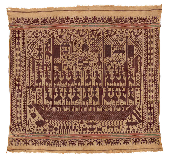 Ceremonial textile (tampan), approx. 1700–1800. Indonesia; Lampung, Sumatra, Paminggir people. Cotton. Asian Art Museum of San Francisco, Gift of M. Glenn Vinson and Claire Vinson, Photo © Don Tuttle