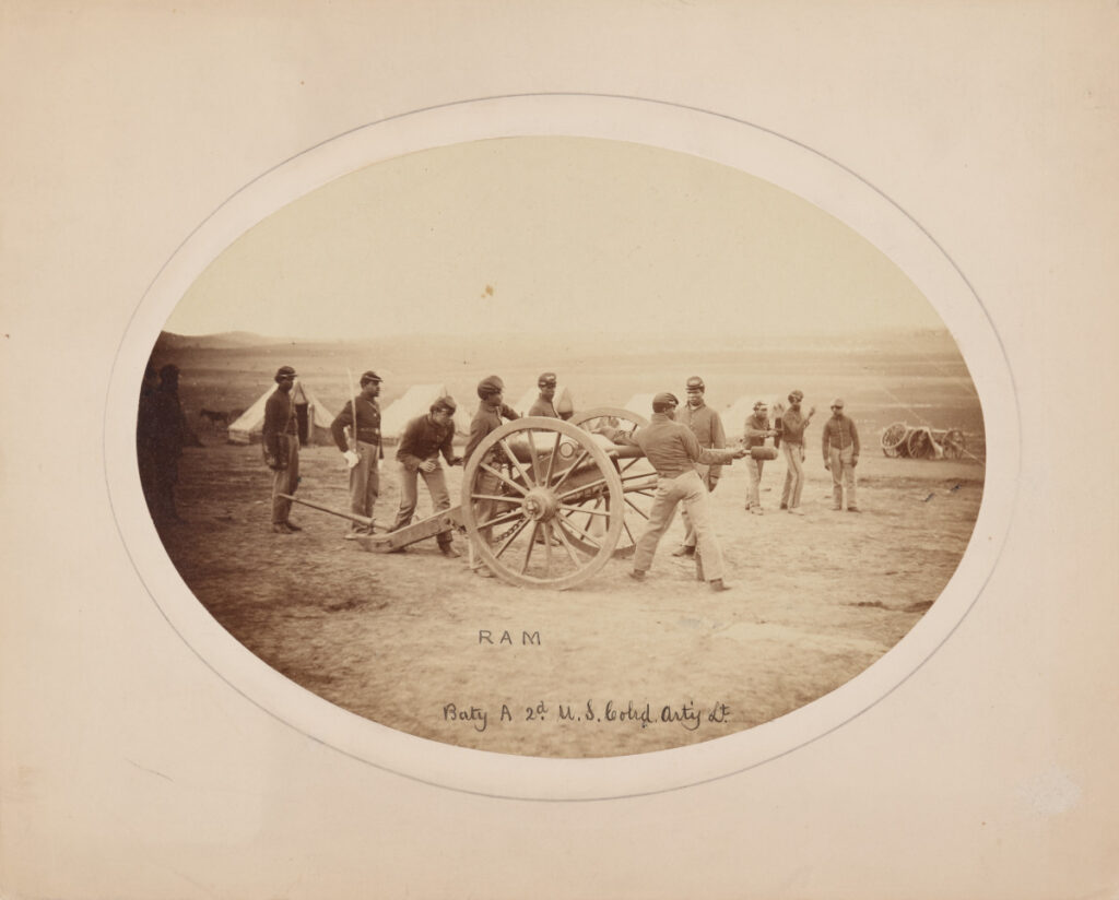 Unidentified Photographer, 2nd Regiment, United States Colored Light Artillery, Battery A: Ram, ca. 1864, albumen silver print, High Museum of Art, Atlanta, purchase with funds from the Lucinda Weil Bunnen Fund and the Donald Marilyn Keough Family, 2021.275.