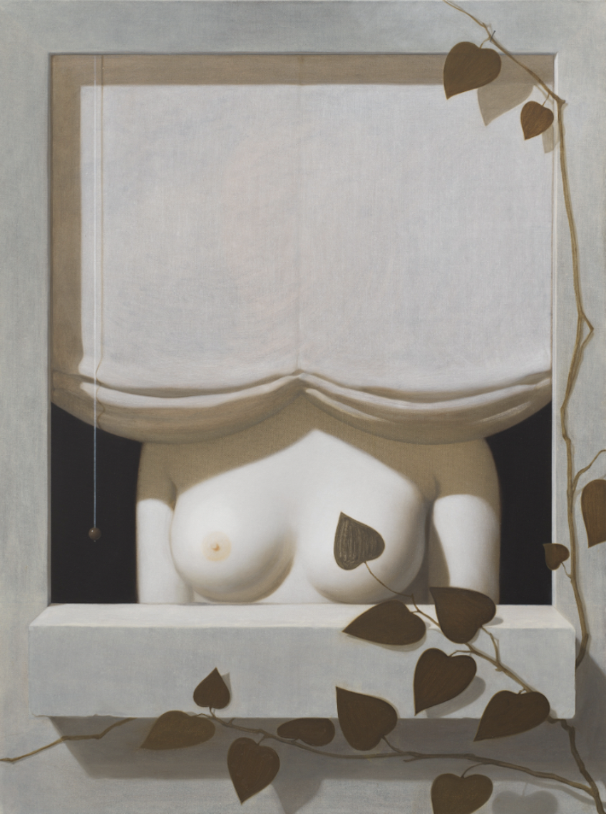 Anna Weyant, "A Girl in Window," 2024, Oil on canvas, 48" x 36", © Anna Weyant,  Photo: Maris Hutchinson