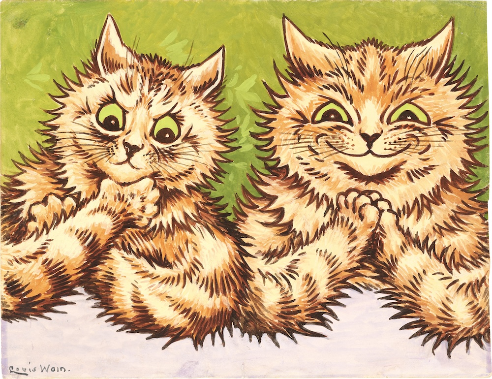 Louis Wain, Untitled, 1932. Gouache on paper, 6 1/2 x 11 inches (16.5 x 27.9 cm). Photo: Farzad Owrang