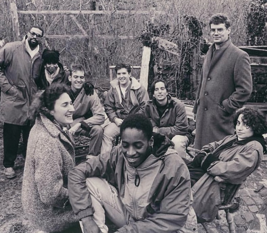 Writing Fellows, 1991-1992 (from left to right: Tim Seibles, Danella Carter, Nancy White, Paul Lisicky, Andy Towle, Jacqueline Woodson, Nick Flynn, Brian Kitely, and Deborah Artman). Photo courtesy of Andy Towle