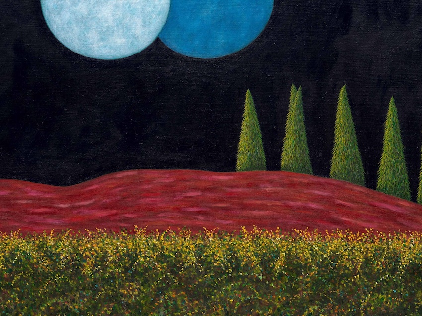 Blue Moon, 2023 Oil on linen  38 1/8 x 40 1/4 inches (96.8 x 102.2 cm) (detail)