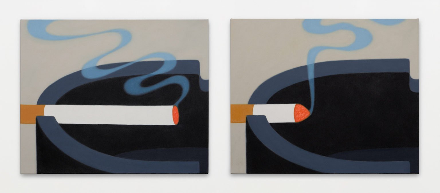 Cigarette (Déjà-vu), 2023. Oil on canvas, 23⅝ × 28¾ in. (60 × 73 cm) each