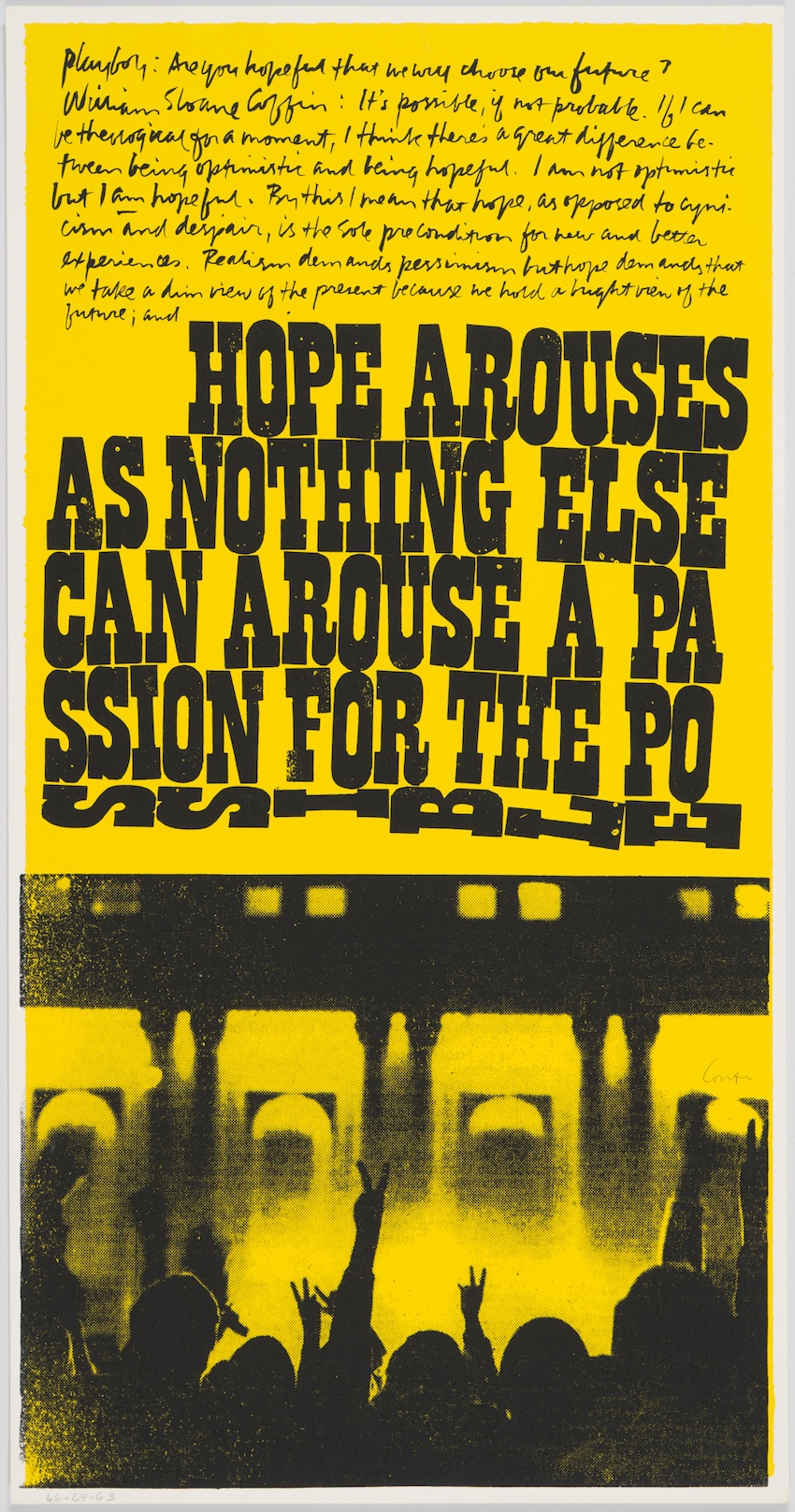 a passion for the possible, from the heroes & sheroes series, 1968-69, serigraph, 23 x 12 in., image courtesy of Corita Art Center, Los Angeles, corita.org