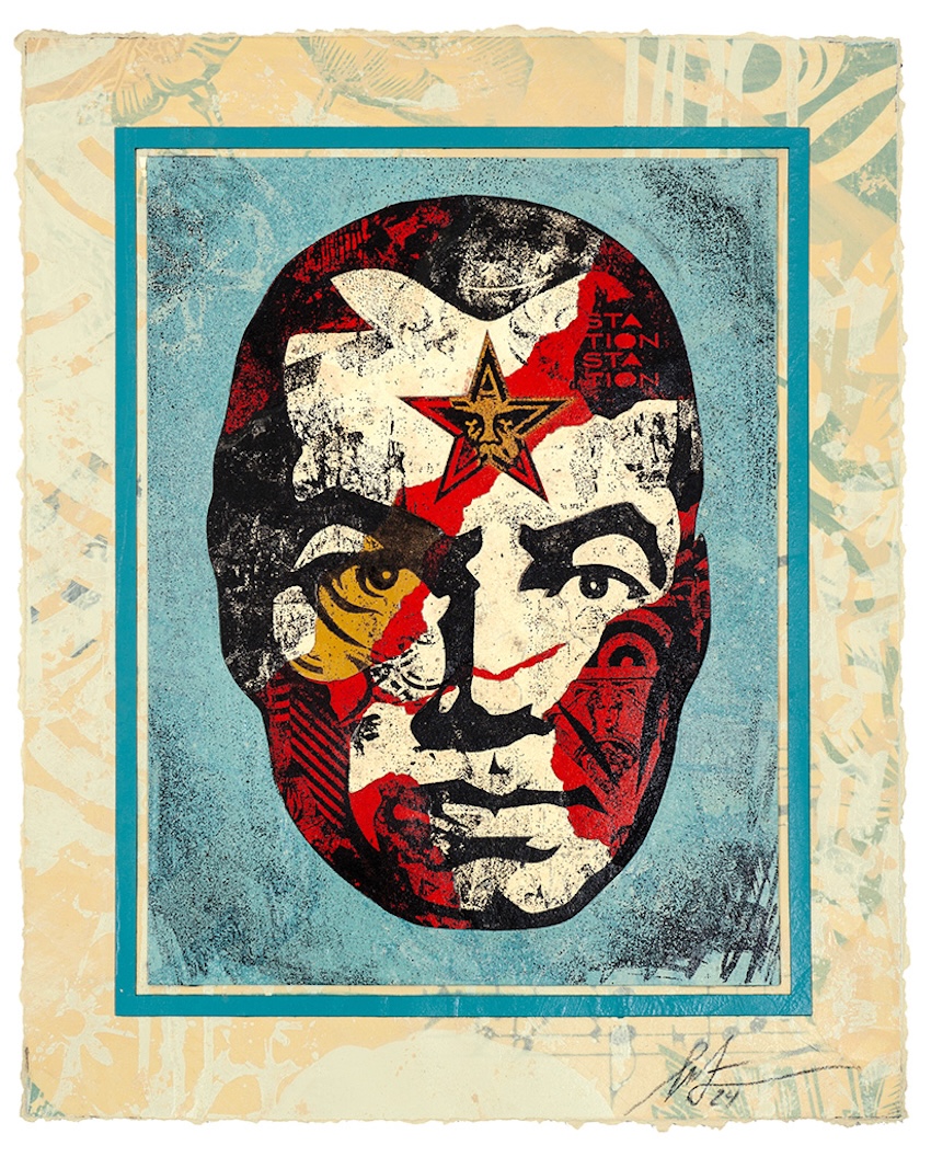 Big Brother Ripped, Version 2, 2024 Mixed Media (Stencil, Silkscreen, and Collage) on Paper 15 1/2 x 12 1/2 in. (39.4 x 31.8 cm)
