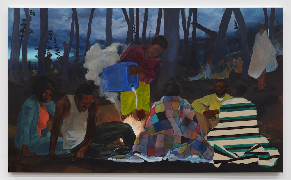 We Need Our Paranoia to Keep Us Safe, 2025. Oil on linen, 72¼ × 120 in. (183.52 × 304.80 cm)